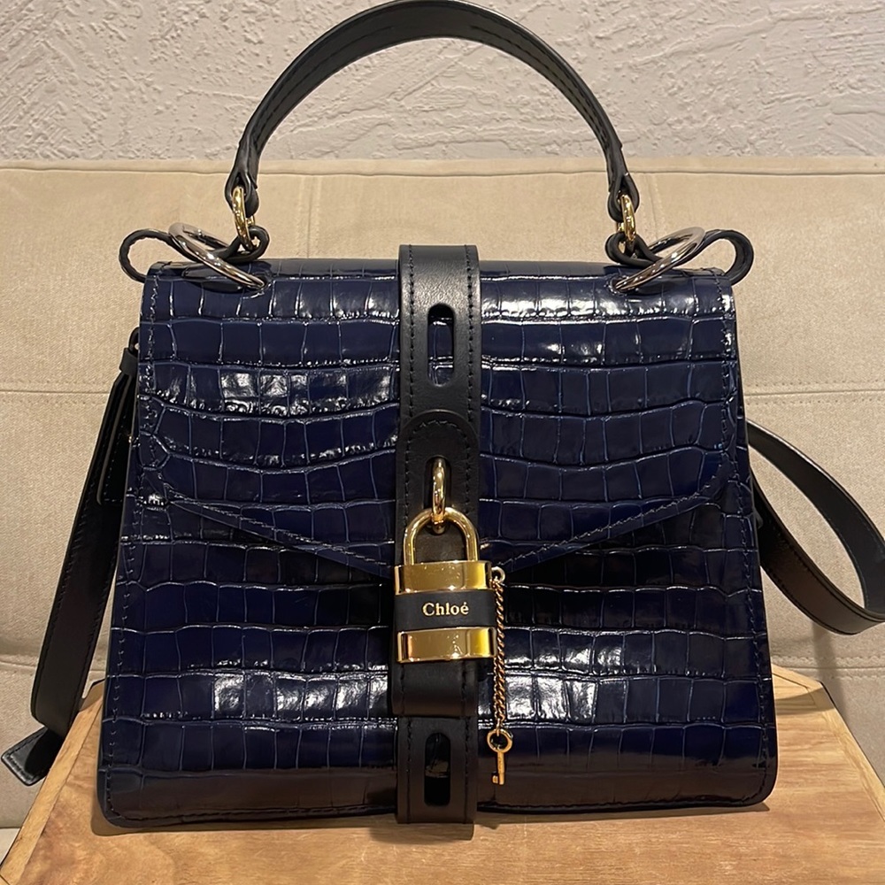 CHLOE' ABY Day Croc Embossed Medium Bag